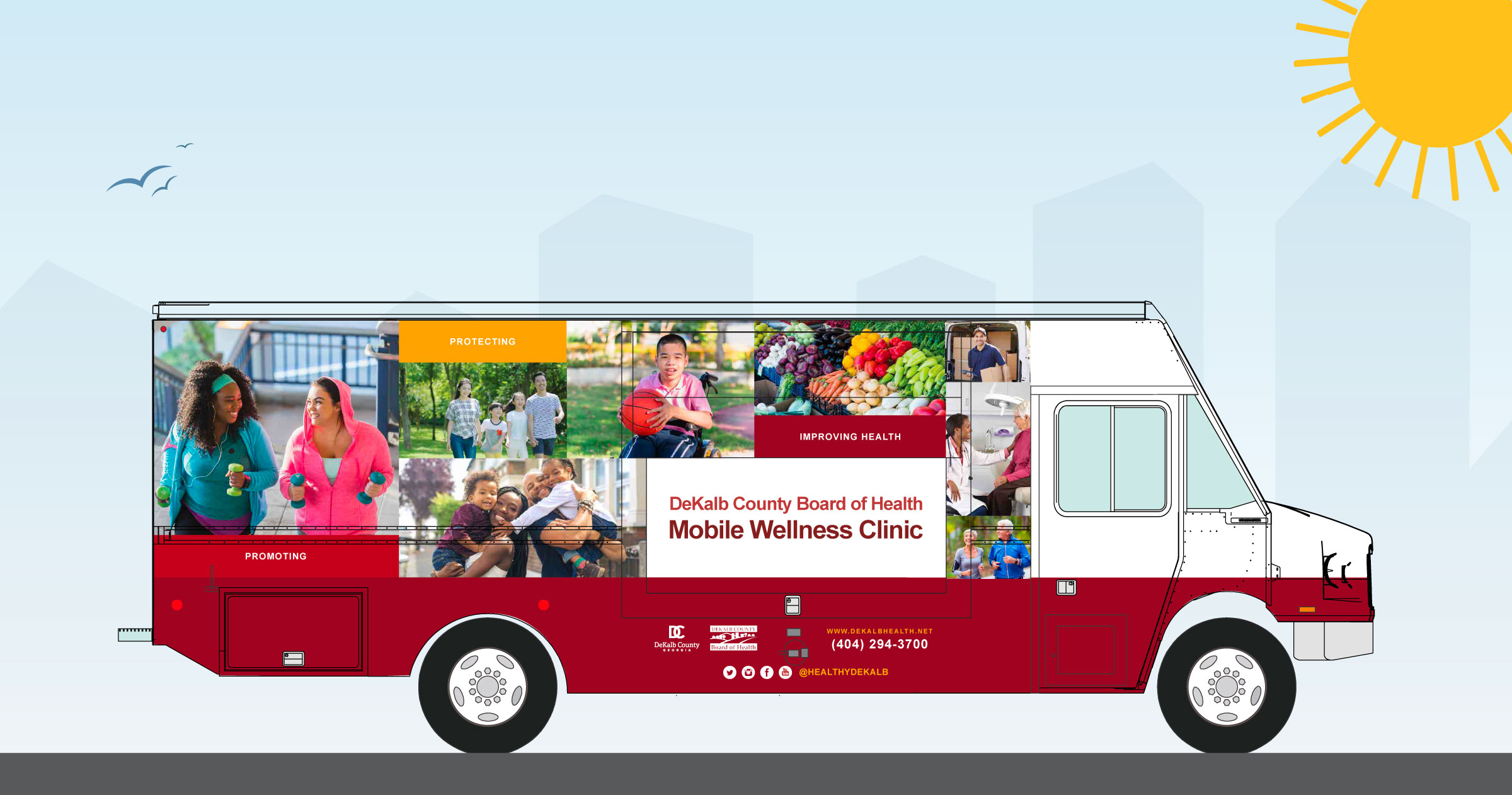 Vehicle Wrap design for DeKalb County Mobile Wellness Clinic
