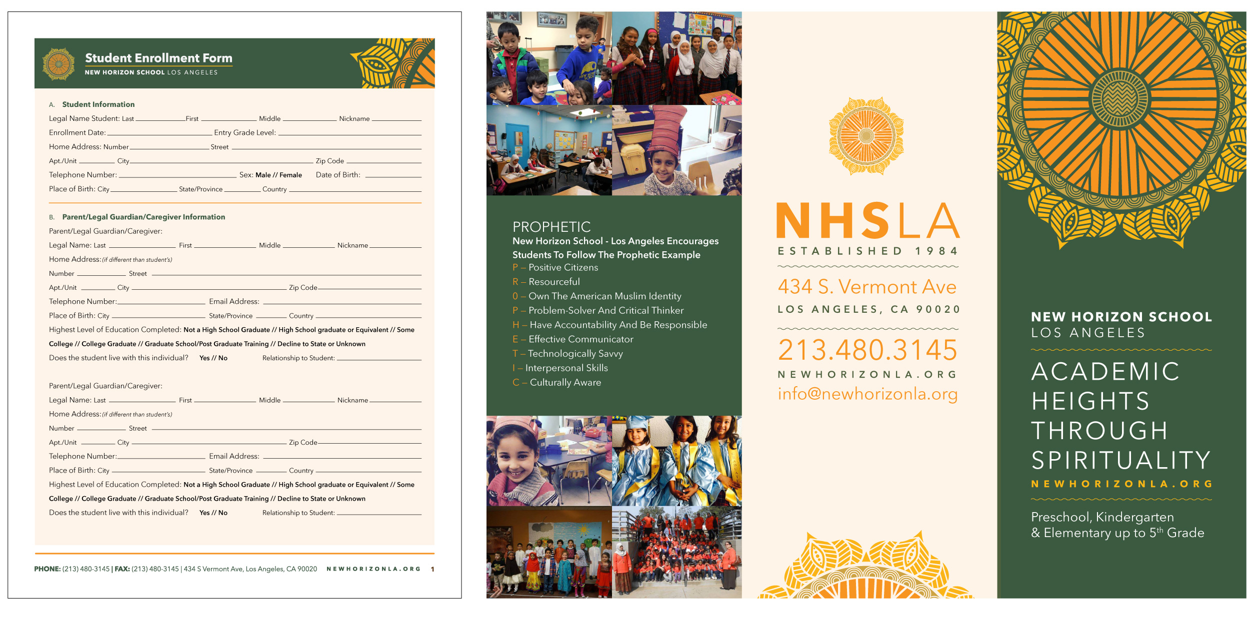 Print design for New Horizon School Los Angeles