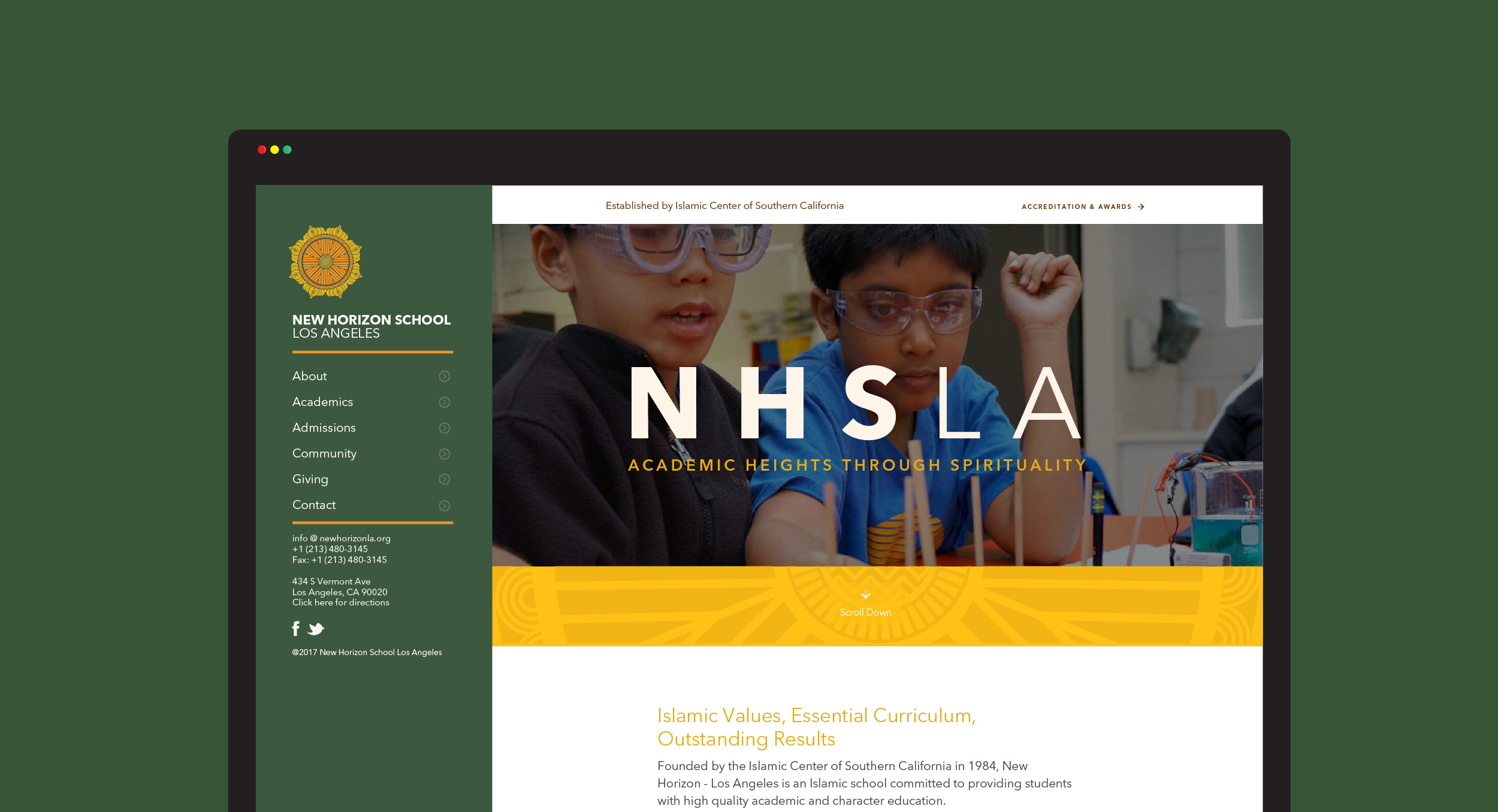 Web design for New Horizon School Los Angeles