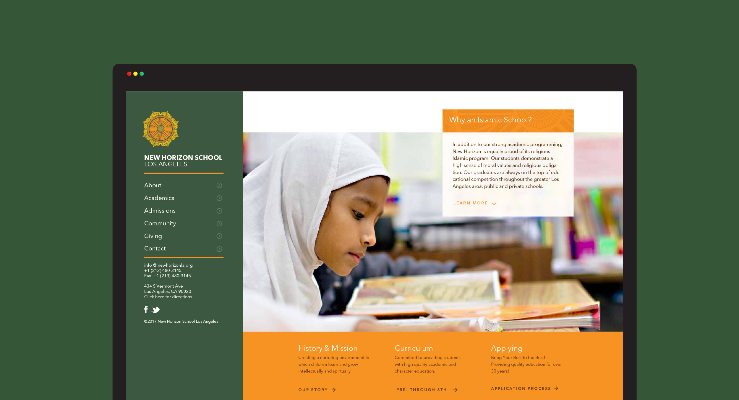 Web design for New Horizon School Los Angeles