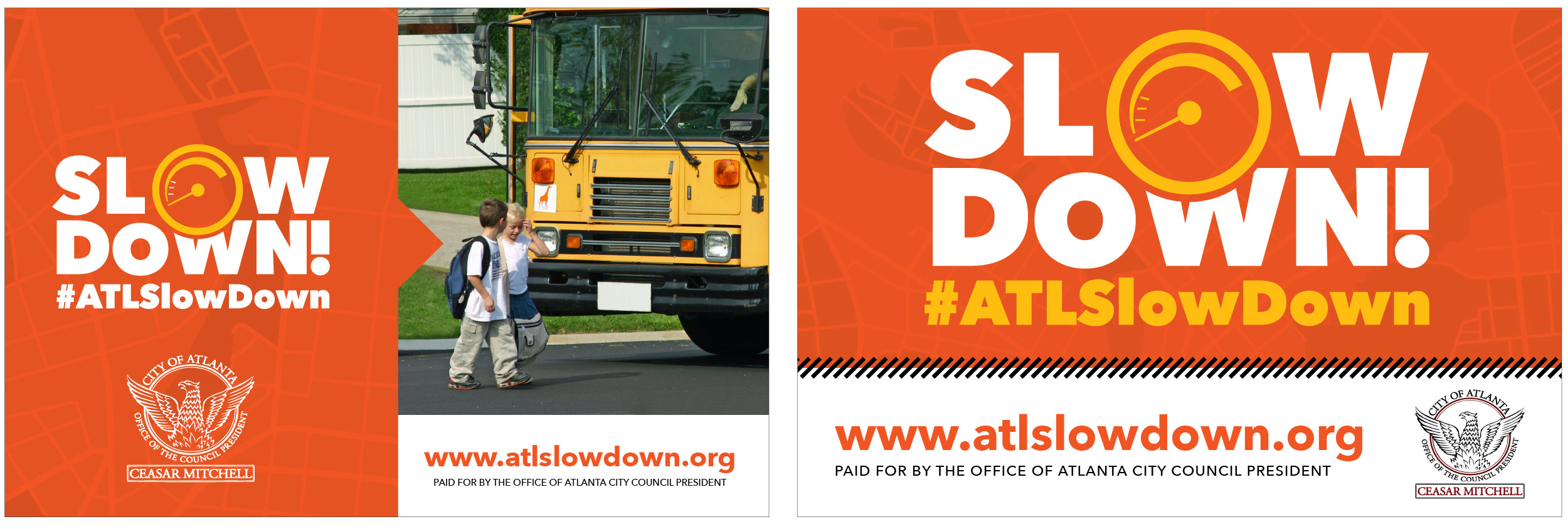 Signage designs for Slow Down ATL