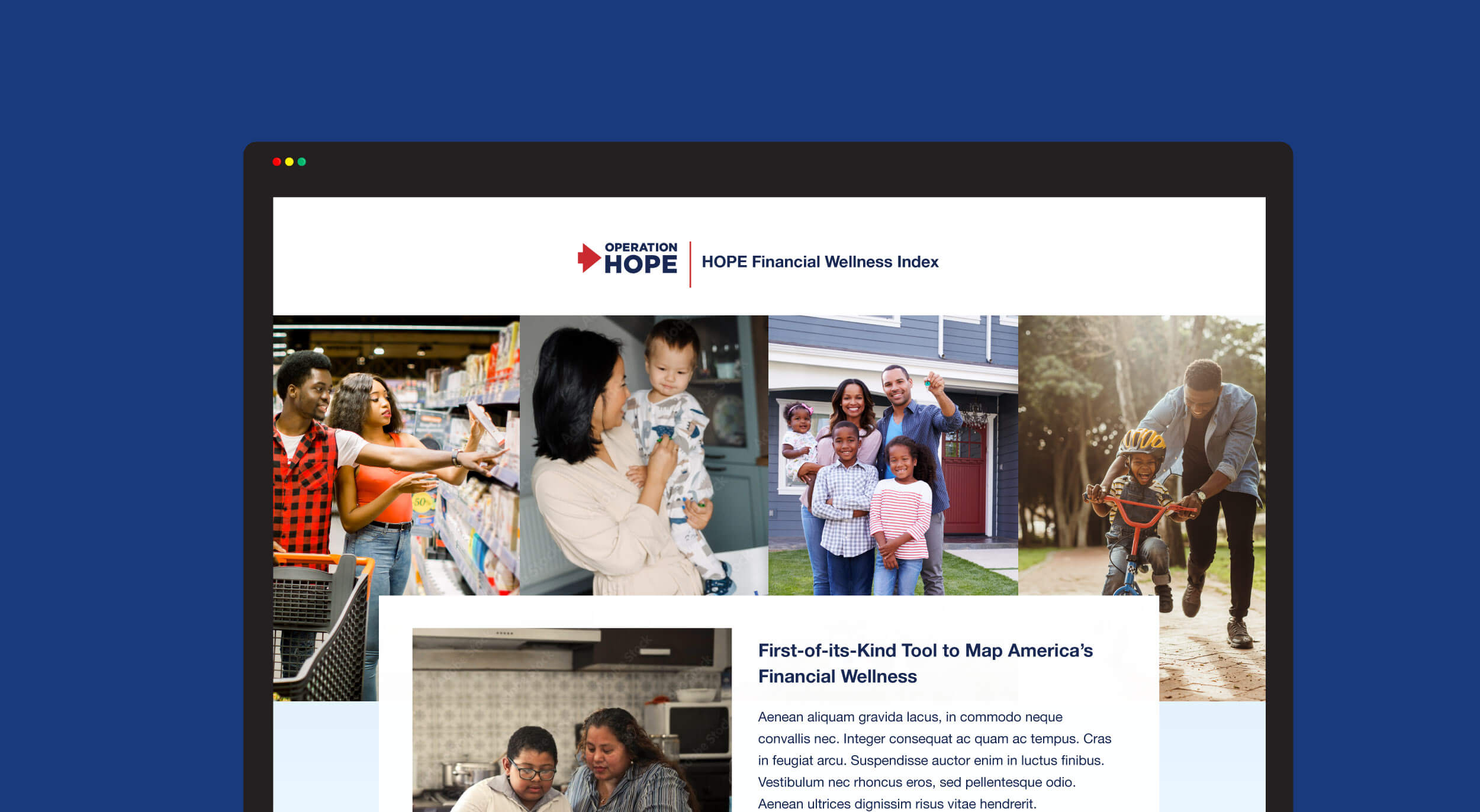 Homepage mockup of Hope Wellness Index Microsite